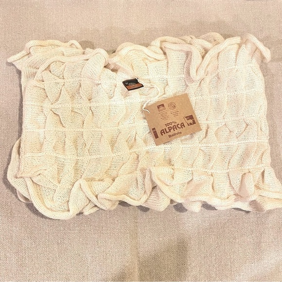 Knit 100% Alpaca Ruffle Scarf - Picture 5 of 5